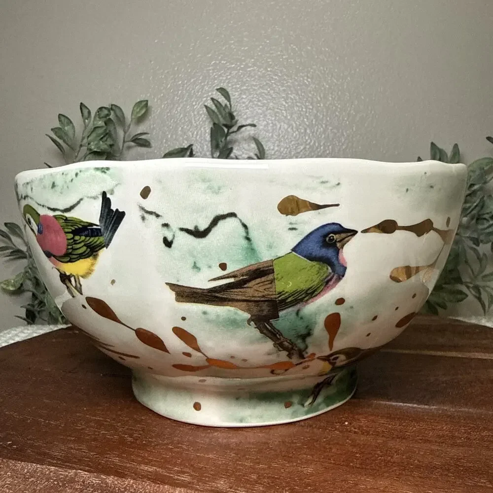 Anthropologie Rvan Hoffman Colorful Dreambirds 2015 Serving Bowl 7.5” Retired